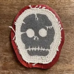 レザーパッチ　髑髏　ヴィンテージファブリック