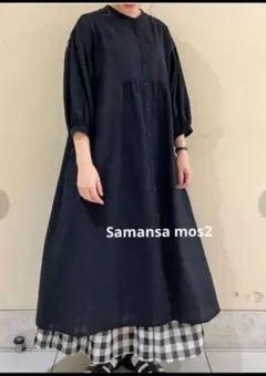 サマンサモスモス SM2 袖ボリュームワンピース ブラック