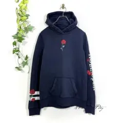 HOLLISTER パーカー(S)バラ 刺繍 プルオーバー 裏起毛 ユニセックス