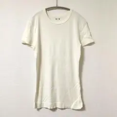 【夏物セール】スリードッツ　クリーム色 クルーネック Tシャツ
