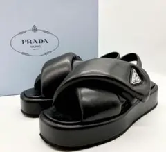 k*o様 【超人気デザイン】プラダ パデットナッパレザー ウェッジサンダル【新品 PRADA プラダ ソフト パデッドナッパレザー ウェッジサンダル
