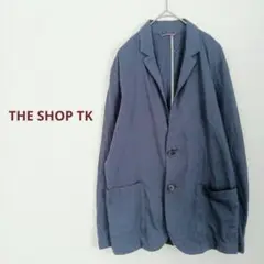 THE SHOP TK テーラードジャケット スウェット生地　綿混　ネイビー