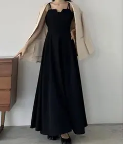 【美品】Louere フレア ブラック ロングキャミワンピース