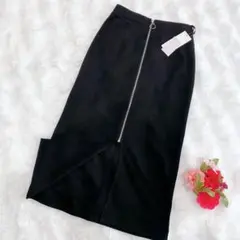 【ythm様】【新品・タグ付】ブラック タイト ジッパー スリット スカート L