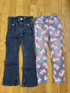 H&M フレアデニムとバービー柄レギンスセット