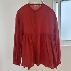 UNIQLO M オレンジ 赤 朱色 長袖シャツ