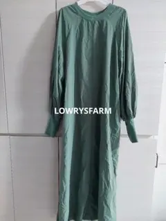 LOWRYSFARM ナイロン ワンピース くすみグリーン ロング