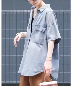 【美品】reca 半袖デニムシャツ