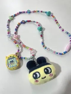 カラフルビーズとぬいぐるみのネックレス