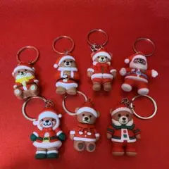 可愛い クリスマス 熊キーホルダー7点セット