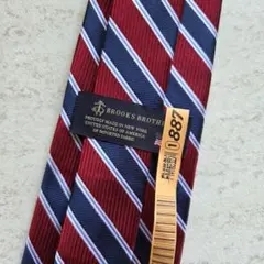 BROOKSBROTHERS ネクタイ レッド ネイビー シルバー ストライプ