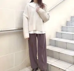 【アパートバイローリーズ】カラータックストレートパンツ　くすみブラウン　Lサイズ