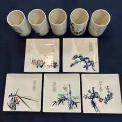角皿、湯呑み茶碗　5枚セット