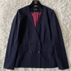 【未使用級✨】グリーンレーベルリラクシング ノーカラージャケット ダブル 紺38