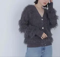 新品！　フリンジ　ボーダー　カーディガン