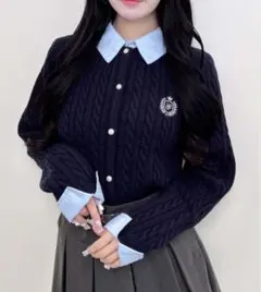 INGNI シャツレイヤード風ケーブルニットトップス