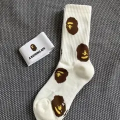 A BATHING APE ロゴソックス ホワイト フリーサイズ③
