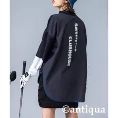 美品＊ANTIQUA GOLF × STCH 異素材トップス LXL ブラック