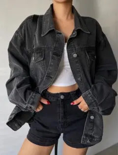 SHEIN デニムジャケットルーズフィット長袖 L