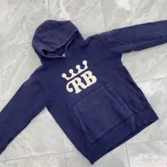 RB パーカー ネイビー クラウンロゴ プルオーバー 裏起毛 ワンサイズ