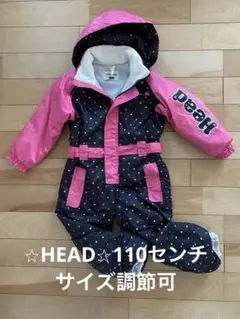 HEAD 子ども用スキーウェア 黒とピンクのドット柄110