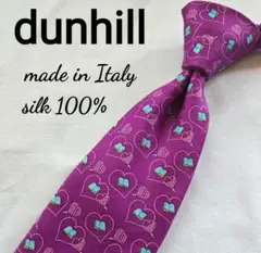 美品　dunhill　ダンヒル　パープル　ハート&ブック　可愛いネクタイのサムネイル
