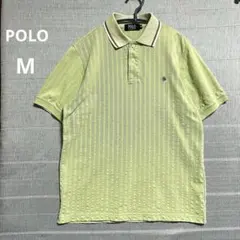 POLO コットン混 メンズポロシャツ ホースロゴ刺繍 うぐいす色 Mのサムネイル