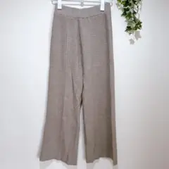 【アクシーズファム】ベージュ ワッフルワイドパンツ　ウエストゴム
