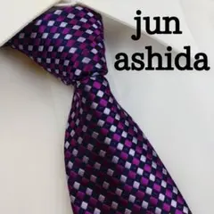 ジュンアシダ 高級シルクネクタイ ドット柄 パープル