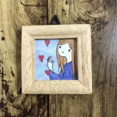 【1130】【女の子の絵】額付オリジナルアナログ手描きイラスト原画　自作創作作品