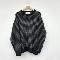 ☆BARK MANHATTANダークグレー ホワイト ニットセーター　サイズＬのサムネイル