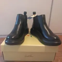 新作 ブラック サイドゴアブーツ