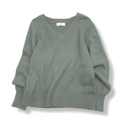 スローブイエナ フォックス混 Vネック ニット プルオーバー グリーン F