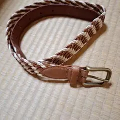 レザー編み込みベルト ブラウン ホワイト