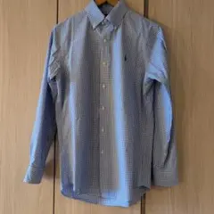 【美品】ポロ・ラルフ・ローレン 水色ギンガムチェック ワイシャツ