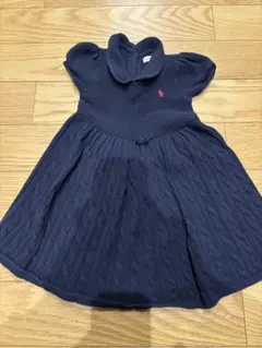 【極美品】ポロ・ラルフ・ローレン 半袖ニットワンピース ネイビー 18M