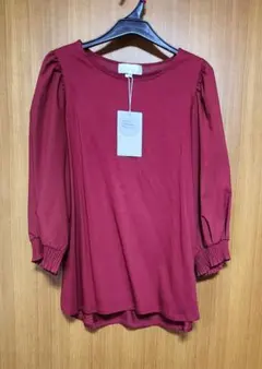ボリュームスリーブ ワイン色 トップス Mサイズ