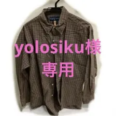7187⑦Ralph Lauren チェック柄長袖シャツ Lサイズ　ブラウン