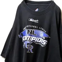 マジェスティックMLBコロラドロッキーズ Tシャツ ブラック黒 2XL 古着
