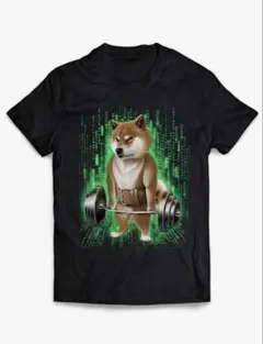 柴犬柄黒Tシャツ　Lサイズ
