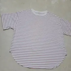 ストライプ Tシャツ　ラウンドヘム　 3L