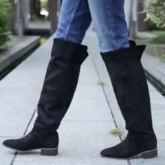 早い者勝ち❣️SESTO セスト スエード調ニーハイブーツ L ブラック