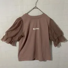★美品★INGNI 袖シアーロゴTシャツ　M ピンク　綿　オシャレ　レディース