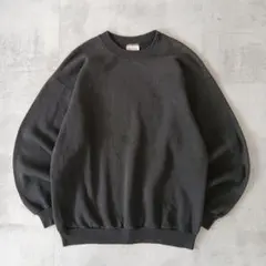 90s USA古着　Hanes　プレーン スウェット　無地　黒　フェード　メンズ