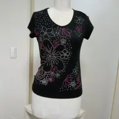 MORGAN 半袖 Tシャツ ラインストーン 花柄Mのサムネイル