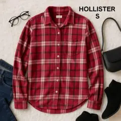 HOLLISTER 赤チェック シャツ S 秋冬 美品 日本製 フランネル 上品