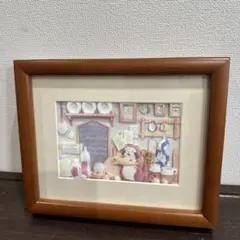 ハンドメイド　シャドーボックス　あらいぐまラスカル3Dアート