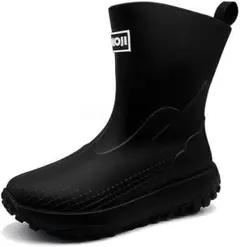 【新品未使用】アモジ レインブーツ ブラック 25.0cm 防水 ミドル丈