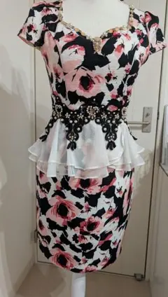 花柄ビジュー付き☆ミニワンピースドレス