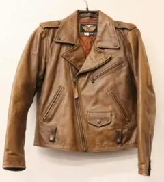 ハーレーダビッドソン ダブルライダースジャケット Mサイズ 牛革 ブラウン系 フ